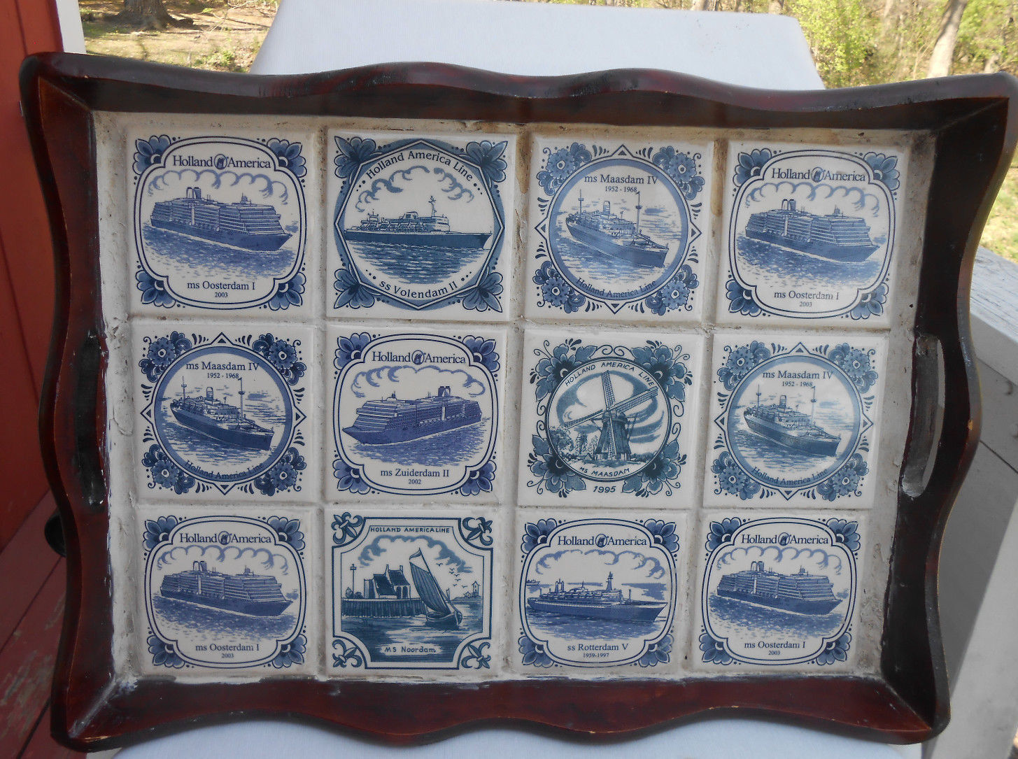 Delft AMERICA CRUISE LINE Ceramic Tiles Tray Serving 12 tiles 19 x 13 Holland