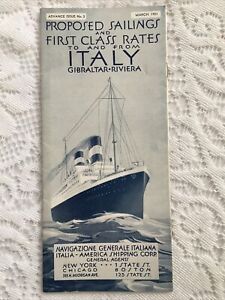 1932 ITALY OCEAN LINER/CRUISE SHIP SAILING PRICE LIST MS AUGUSTUS/ROMA SITMAR