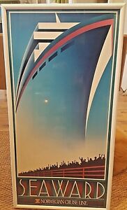 VINTAGE 1988 NORWEGIAN CRUISE LINES 'SEAWARD' TRAVEL POSTER DENNIS ZIEMIENSKI