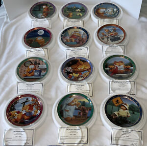 Garfield A Day With - Danbury Mint 12 Plate Complete Collection Plates Cat Decor