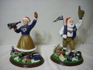 Vintage 2001 Danbury Mint St Louis Rams Santa Clause & Mrs. Clause Figure
