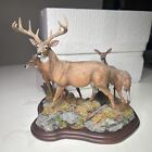 Danbury Mint Standing Guard 10 Point Buck & 2 Does Deer Statue