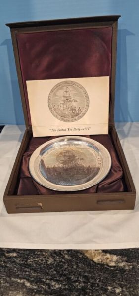 Danbury Mint Boston Tea Party 1773 Sterling Silver Plate
