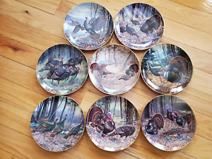 DANBURY MINT TURKEY TROT PLATE COLLECTION BY RANDY MCGOVERN - 8 PLATES TOTAL
