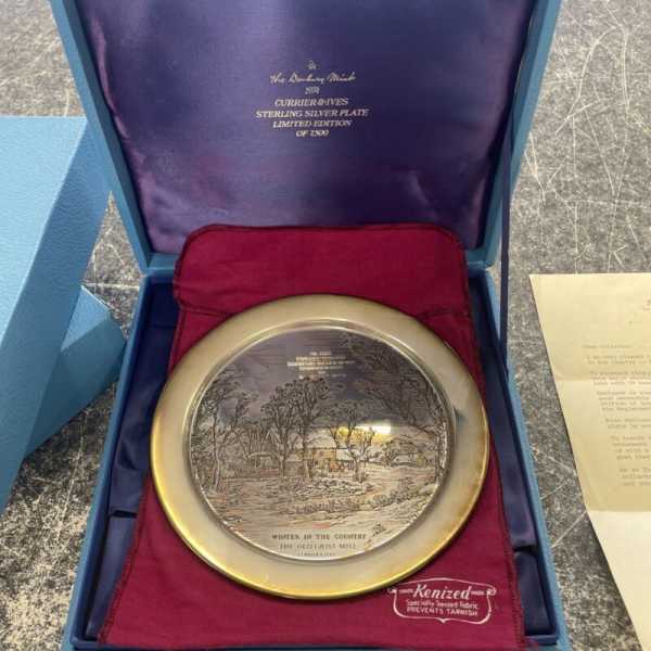 New ListingDanbury Mint 1974 Winter In The Country Old Grist Mill Silver Collector Plate
