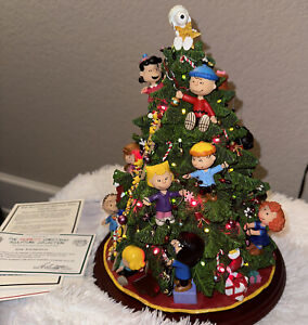 Danbury Mint Peanuts Gang Lighted Christmas Tree with Adapter Collectible 12”