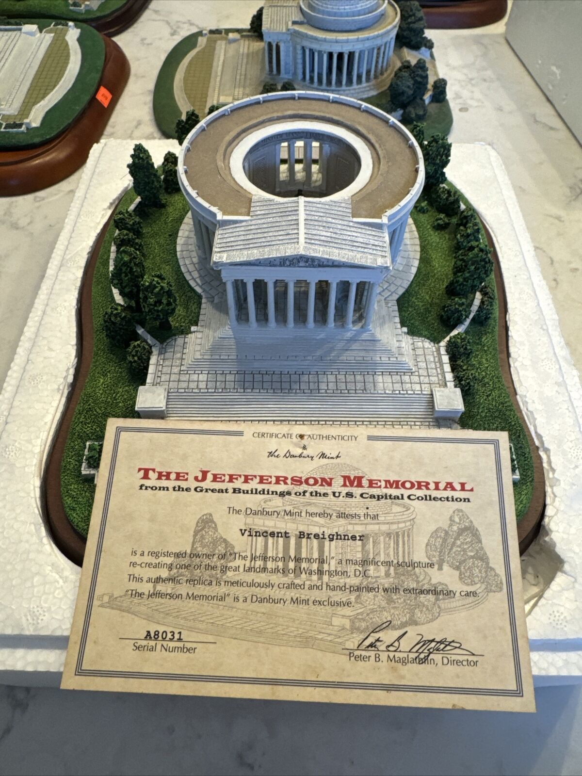 Vtg 1993 Danbury Mint The Jefferson Memorial Replica Landmark Washington DC COA