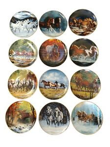 Set Of 12 DANBURY MINT HORSES FOR ALL SEASONS Calendar Plates #'D CHRIS CUMMINGS