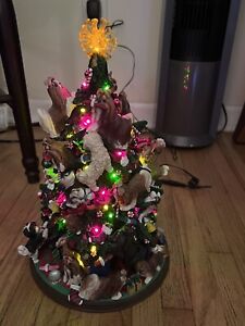 Retired Danbury Mint Shih Tzu Dog Christmas Tree Lighted Figurine