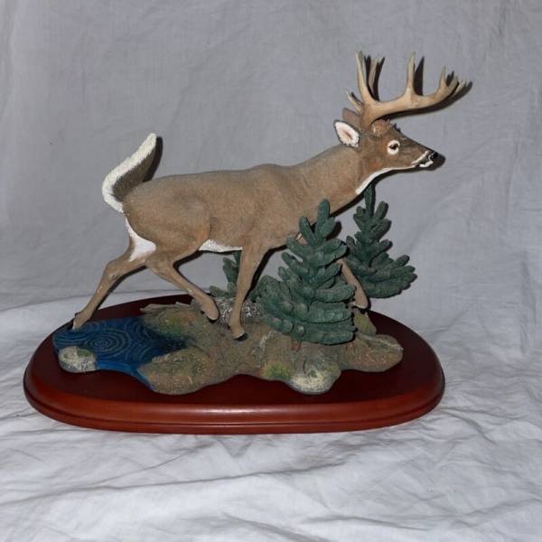 Danbury Mint Now Or Never Nick Bibby Deer Whitetail Trees Water Scenery Outdoor2