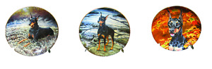 Danbury Mint  Plate Series "Doberman Pinschers" by Jeremy Paul  [ LOT of THREE ]