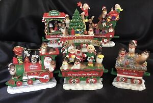 VTG Danbury Mint SHELTIE CHRISTMAS EXPRESS 6 pc. Sheltie Train Set w/ Box-RARE