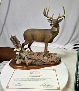 Danbury Mint ~ TOO LATE ~Whitetail Deer Statue by Nick Bibby  w Base & cert-READ