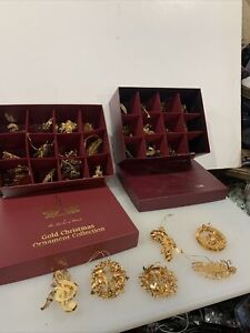 Lot of 30 ~ Danbury Mint Gold Plated Christmas Ornaments 2000-2018 ,Mix w/ Boxes