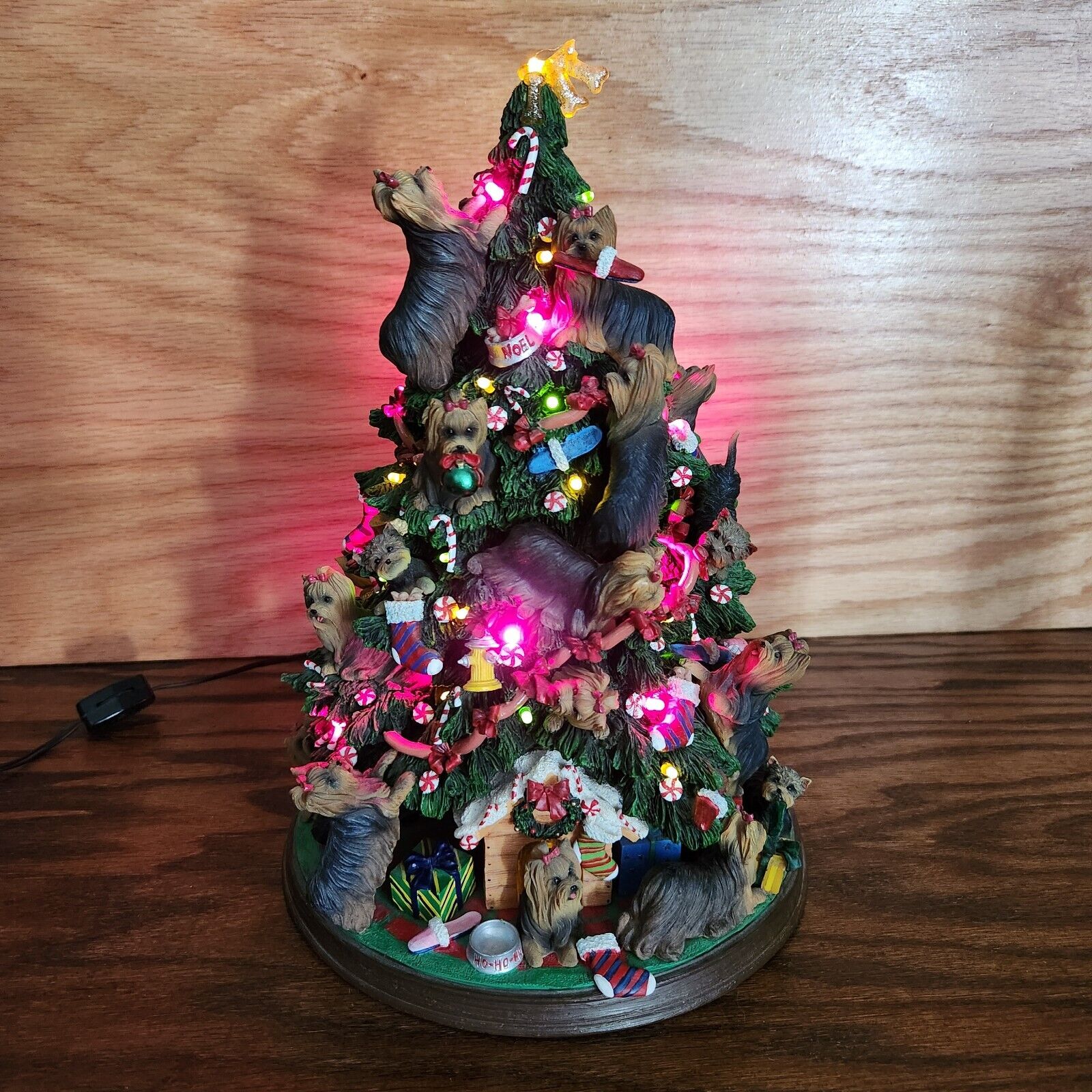 The Danbury Mint Yorkie Yorkshire Terrier Dog Lighted Christmas Tree Vintage