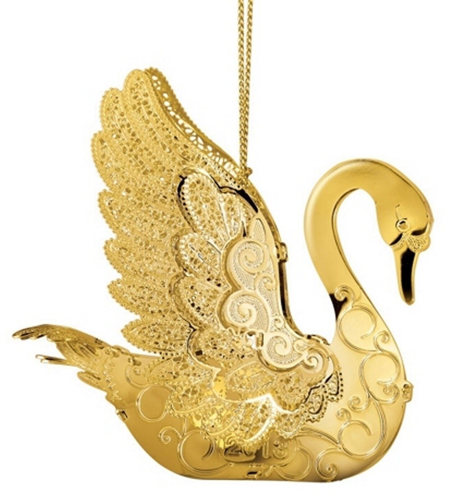 Danbury Mint - 2013 Gold Christmas Ornament -  "Graceful Swan"