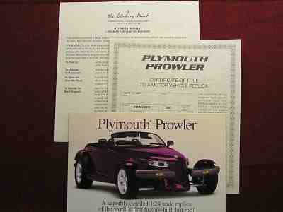 PAPERWORK SET W/ BROCHURE- DANBURY MINT 1997 PLYMOUTH PROWLER (A)