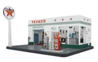SUPER RARE Texaco Gas Station Replica Danbury Mint NIB Great For Diecast Display