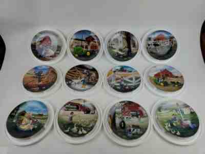 Set of 12 The Danbury Mint Plates Country Companions and Little Farm Hands