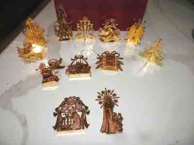 DANBURY MINT 1988 SET OF TWELVE (2) GOLD ORNAMENTS WITH BOX