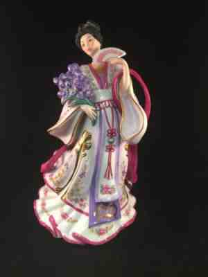 The Danbury Mint "The Iris Princess" Figurine Lena Lui Oriental Fan Porcelain