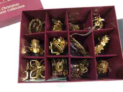 Danbury Mint 2002 23K Gold Christmas Ornaments Collection Original Box Set of 12