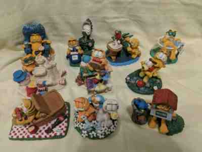 Lot of 10 Garfield Statues Danbury Mint Figures Jim Davis Picnic Odie Mail Bird