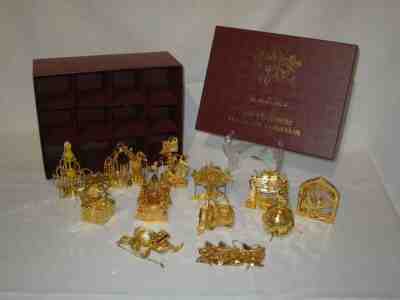 Set of 12 Danbury Mint  Gold Christmas Ornaments Mixed Set in Original Box #3