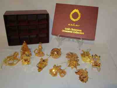 Set of 12 Danbury Mint  Gold Christmas Ornaments Mixed Set in Original Box #2