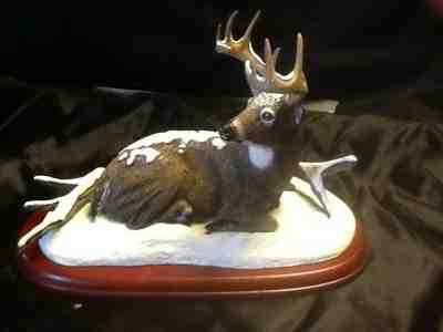 Danbury Mint "WINTER STAG" White Tail Deer Collection Figurine~Bob Travers~10" 