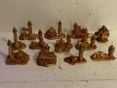 12 Vintage Danbury mint lighthouse christmas ornament 22K gold plated lee graves