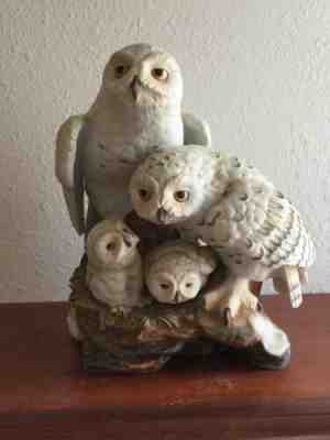 Danbury Mint SNOWY OWLS Porcelain Figurine By Katsumi Ito 8 1/2”