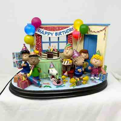 Vtg Danbury Mint Peanuts Happy Best Birthday Lighted Sculpture Charlie Brown 