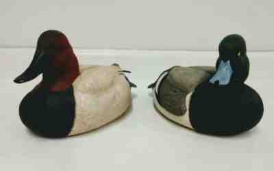 Lot of 2 Danbury Mint Large Canvasback & Gr. Scaup Duck Decoys by George Kruth