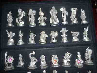 Danbury Mint Chess FANTASY OF THE CRYSTAL 32 CHESS PIECES + BOARD