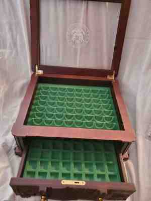 Danbury Mint State Quarter Wood & Glass locking Display Case New in Box