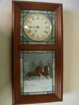 The Danbury Mint Wall Clock Majestic Horses Stained Glass By Chris Cummings