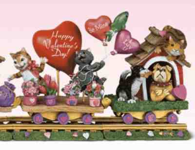Danbury Mint Gary Patterson The VALENTINES Cat Express  6 pc Train 