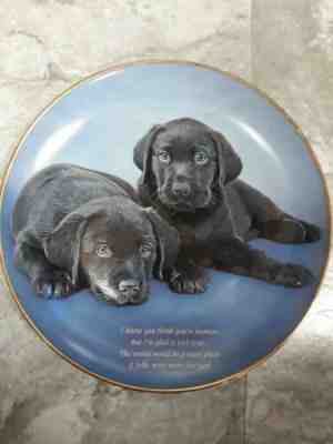 Cherished Labrador Retrievers "Nicer Place" Plate Black Labrador Puppies & Poem 