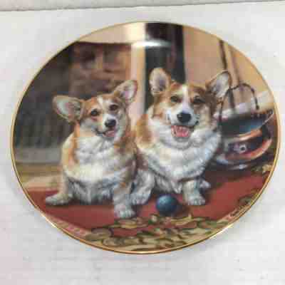 Danbury Mint 8” Collector Plate Corgi Playful Pals" A7404 by RICK GARLAND!