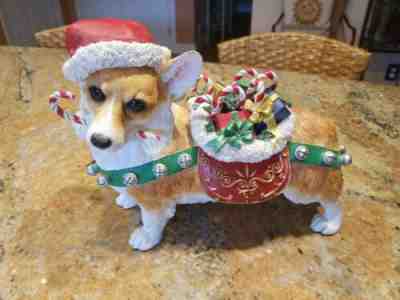 Danbury Mint Christmas Santa Welsh Corgi Dog Large Sculpture Figurine VERY RARE