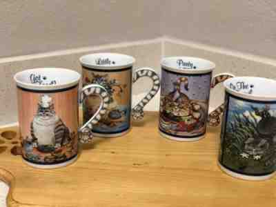 Lot 4 Comical Cats Coffee Mug Gary Patterson On The Prowl Danbury Cat Lovers