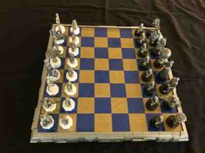 1993 Star Wars Danbury Mint Pewter Chess Set w COA & Papers All Pieces & Board