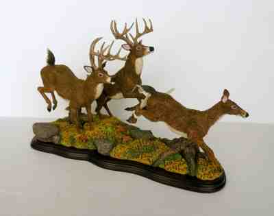 Danbury Mint "Woodland Chase" Deer Sculpture Figurine Rare