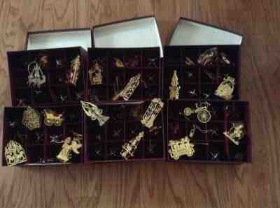 Lot of 72 Danbury Mint Gold Plated Christmas Ornaments 1982 - 1988