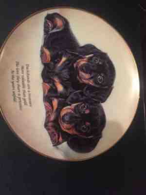 Cherished Dachshunds “LOVE THEY SHARE” Plate Puppies Danbury Mint plate #E1017