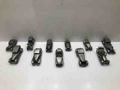 Lot of 11 Vintage Danbury Mint Mini Pewter Collectible Classic Cars Car Set
