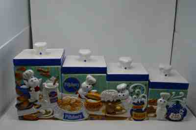 Danbury Mint Pillsbury Doughboy Ceramic 8 Pc Canister Set Flour Sugar Tea Coffee
