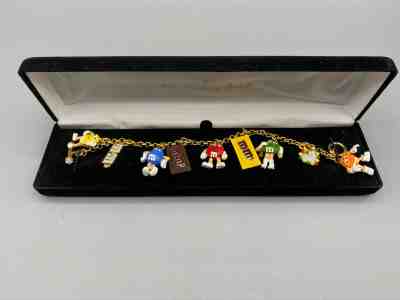 M&M's Danbury Mint Valentine's Charm Bracelet 24kt Gold-Plated 2006 NIB