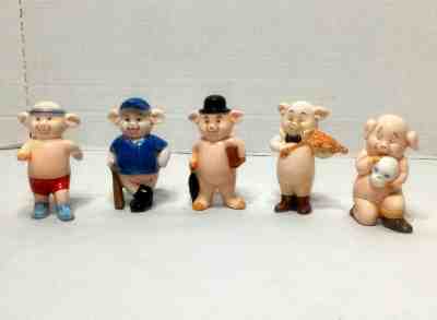 Set of 5 - Vintage Collectable Danbury Mint Pig "Piggies" Figurines